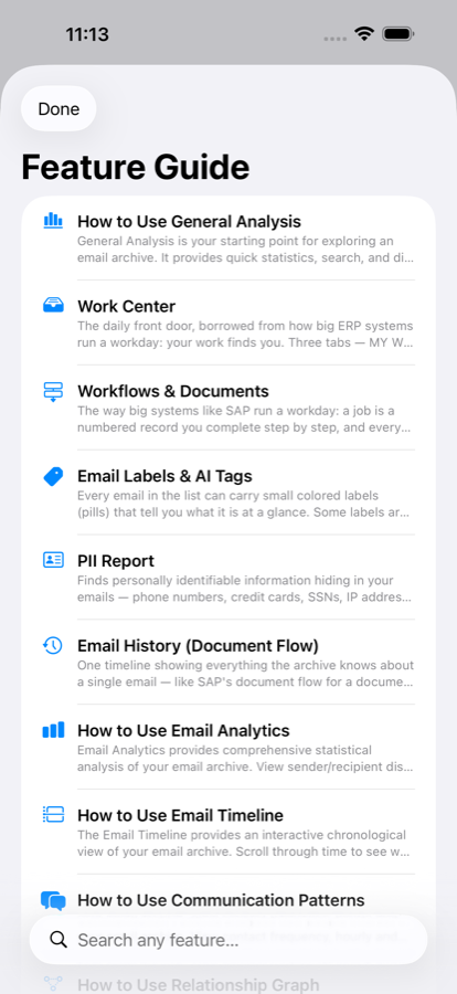 Feature guide on iPhone